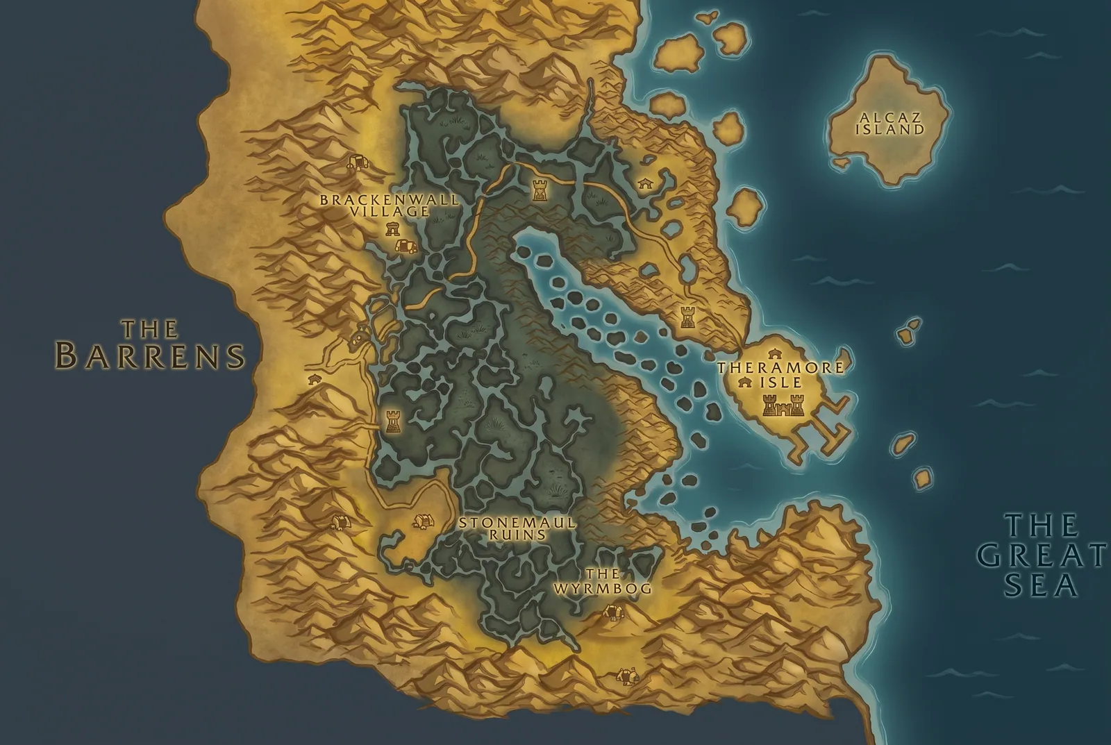 Karte Dustwallow Marsh (Nachzeichnung von eMonkeys)